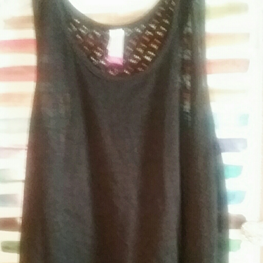 Black Tank Top with Lace Detail